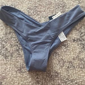 NWT Abercrombie & Fitch Blue Shimmer High Leg Cheeky Bikini Bottoms SIZE:XS